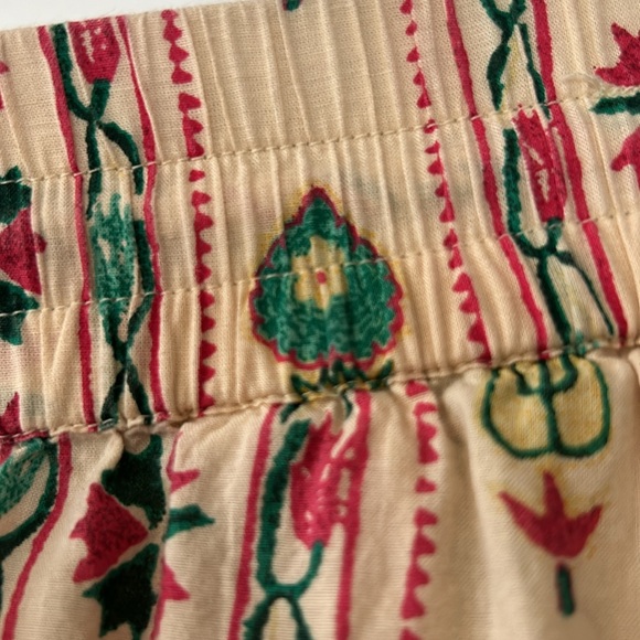 Haute Hippie Boho Tribal Print Soft Cotton Pants w Beaded Tassel Ties & Pockets - Picture 7 of 12